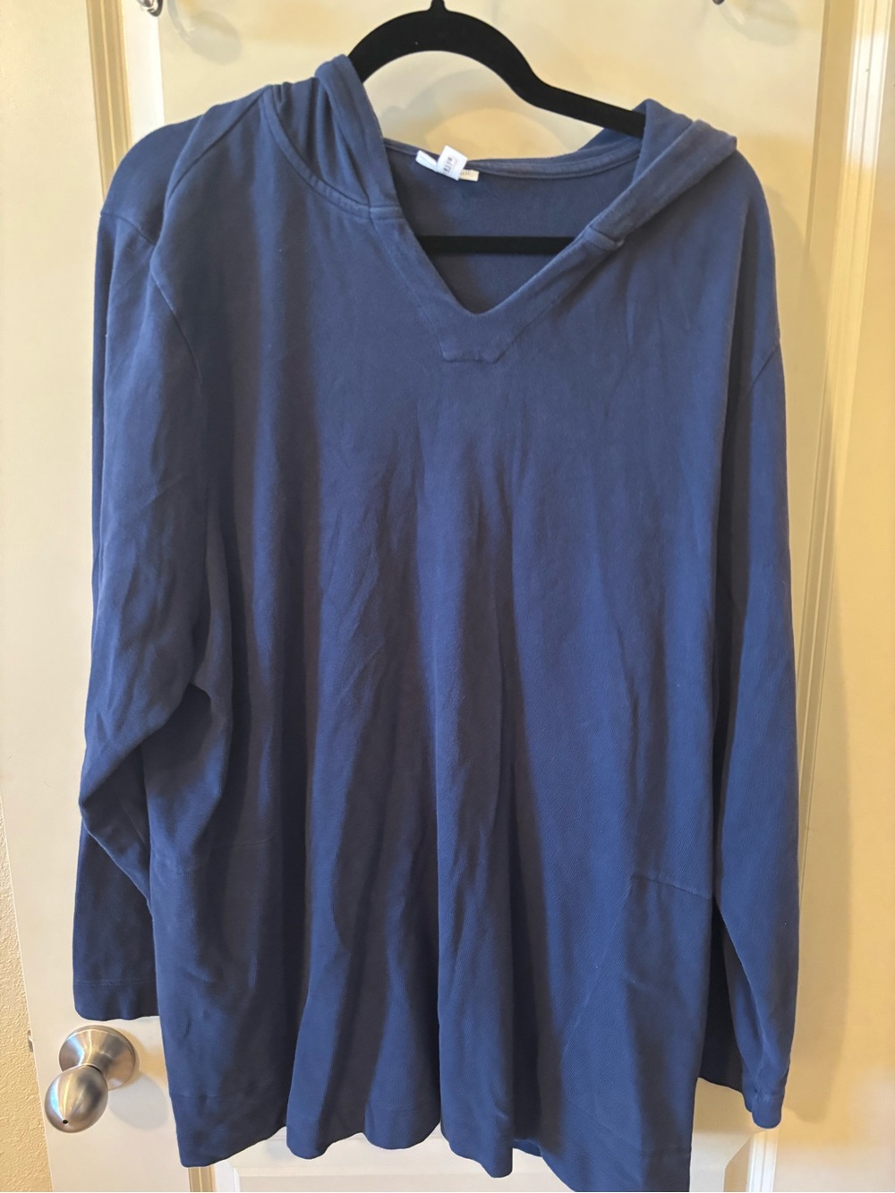 Pure Jill Navy Blue V-Neck Hoodie Sweatshirt 100% Cotton 4X Cozy Winter